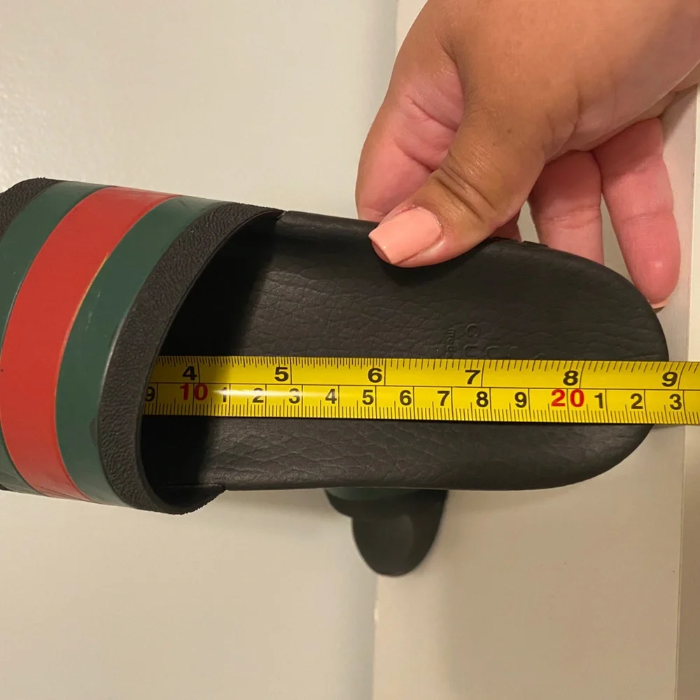 Gucci Black Slides with Green and Red Stripe